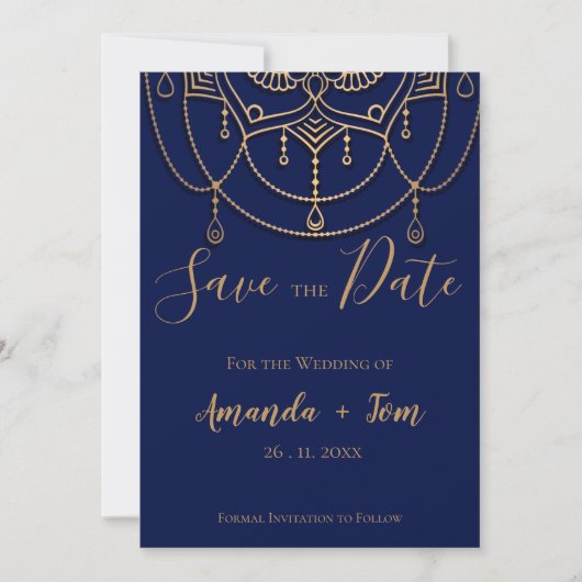 Save The Date Electric Blue Texturé Design Mariage Traditionnel (Devant)