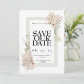 Save The Date Élégance bohème florale verte mariage (Debout devant)