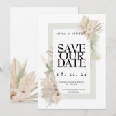 Save The Date Élégance bohème verdure florale mariage (Devant / Derrière)
