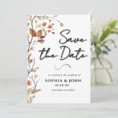 Save The Date Élégance Botanique Neutre Rustique (Debout devant)