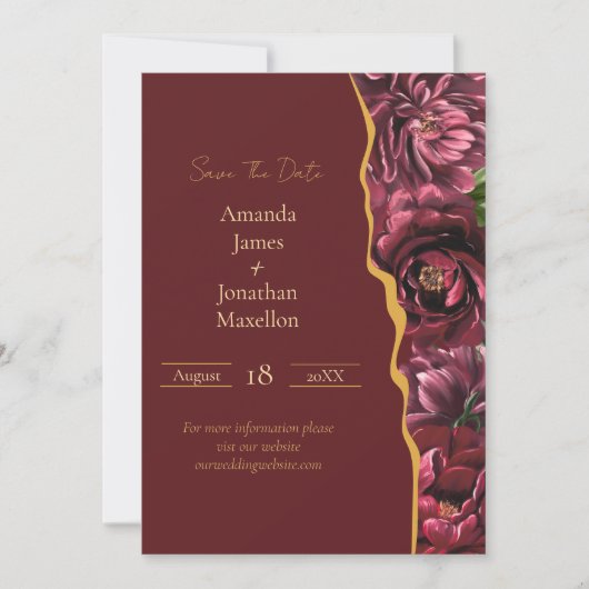 Save The Date Élégance bourguignonne avec Mariage photo personna (Devant)