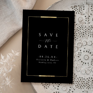 Save The Date Élégance Cadre Noir Simple Moderne Mariage Classiq