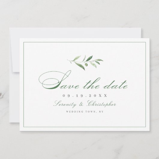 Save The Date Élégance Classique Écriture Simple Verdure (Devant)