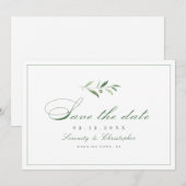 Save The Date Élégance Classique Écriture Simple Verdure (Devant / Derrière)