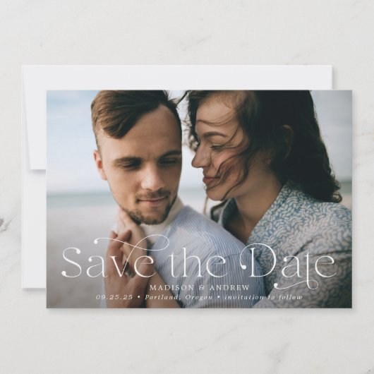 Save The Date Élégance classique photo horizontale (Devant)