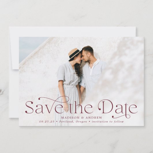 Save The Date Élégance classique photo horizontale (Devant)