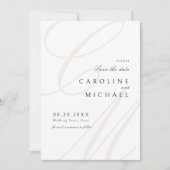 Save The Date Élégance Classique Script Monogramme Enregistrer L (Devant)