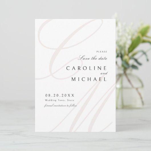 Save The Date Élégance Classique Script Monogramme Enregistrer L (Debout devant)
