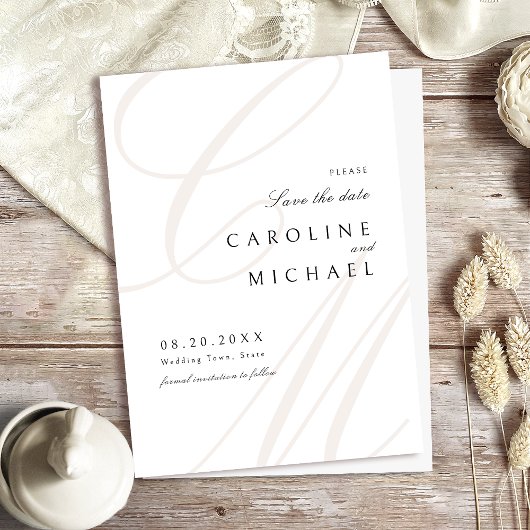 Save The Date Élégance Classique Script Monogramme Enregistrer L