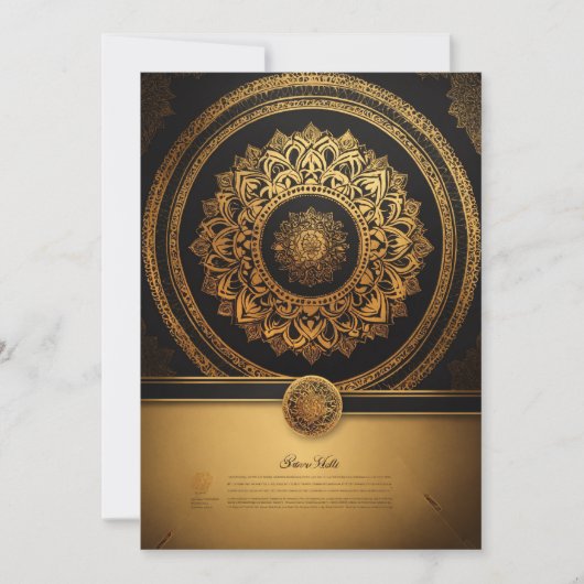 Save The Date Élégance dévoilée : Mariage d'art Mandala en or et (Devant)