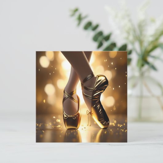 Save The Date Élégance Dorée : Chaussures de Ballerine sur Fond (Debout devant)