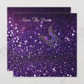 Save The Date Élégance Enchantante : Le papillon pourpre (Devant / Derrière)