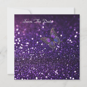 Save The Date Élégance Enchantante : Le papillon pourpre