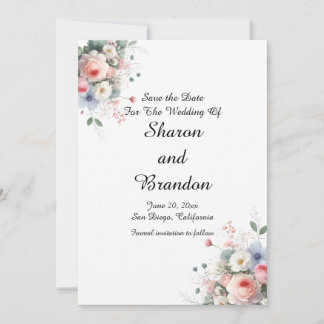 Save The Date Élégance florale aquarelle