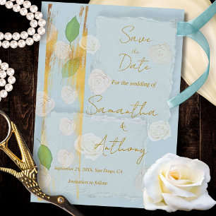 Save The Date Élégance Florale Baroque de Style Luxueux