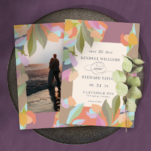 Save The Date Élégance Florale Chaude et Colorée Mariage Bohème