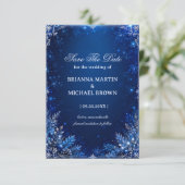 Save The Date Élégance Florale d'Hiver Bleu Minuit (Debout devant)