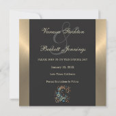 Save The Date Élégance Florale Dorée Enregistrer La Date (Dos)