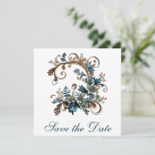 Save The Date Élégance Florale Dorée Enregistrer La Date (Debout devant)