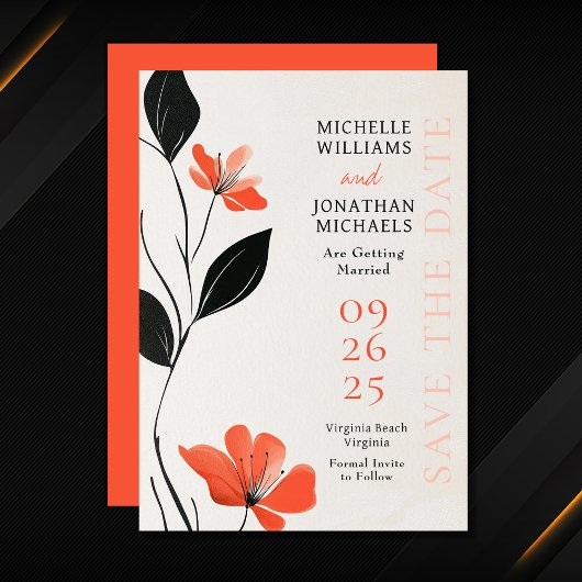Save The Date Élégance florale moderne avec Mariage de fleurs au