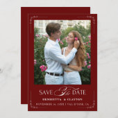 Save The Date Élégance Intemporelle Bordeaux et Blanc (Devant / Derrière)