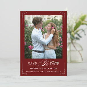 Save The Date Elégance intemporelle Bourgogne et blanc