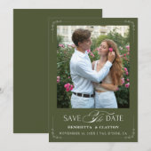Save The Date Élégance Intemporelle Vert Olive (Devant / Derrière)
