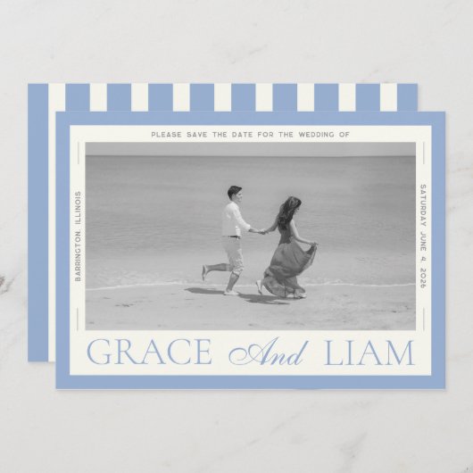 Save The Date Élégance Moderne de la Frontière Photo Enregistrer (Devant / Derrière)