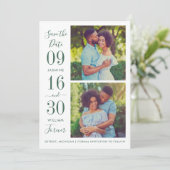 Save The Date Elegance moderne Emerald Green Mariage photo (Debout devant)