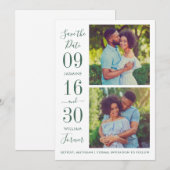 Save The Date Elegance moderne Emerald Green Mariage photo (Devant / Derrière)