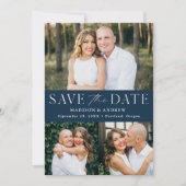 Save The Date Élégance Moderne Navy 3 Photo (Devant)