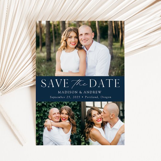 Save The Date Élégance Moderne Navy 3 Photo