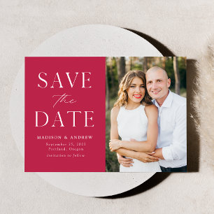 Save The Date Élégance Moderne Photo Magenta