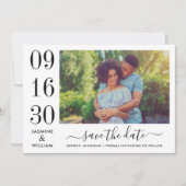 Save The Date Elégance moderne photo Mariage noir et blanc (Devant)