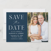Save The Date Élégance Moderne Photo Navy (Devant)