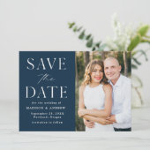Save The Date Élégance Moderne Photo Navy (Debout devant)