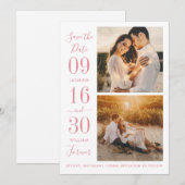 Save The Date Élégance Moderne Rose Photo de Mariage (Devant / Derrière)
