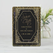Save The Date Élégance noire et or pure ,  (Debout devant)