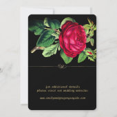 Save The Date Élégance noire et or pure , mariage aux roses roug (Dos)