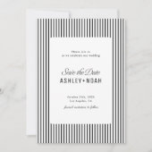 Save The Date Élégance rayée noir et blanc Mariage classe (Devant)
