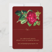 Save The Date Elégance rouge et or pur, roses rouges (Dos)