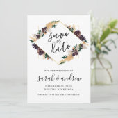 Save The Date Elégance rustique Pine Cône vert Enregistrer la da (Debout devant)