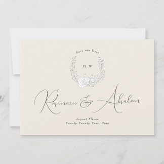 Save The Date Élégance subtile photo | Monogramme de couronne cl