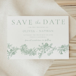 Save The Date Élégance vintage : Classic Sage Floral Mariage
