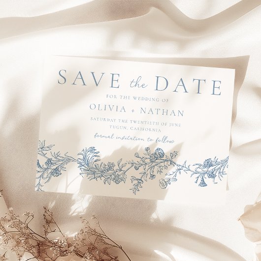 Save The Date Élégance vintage : Mariage floral classique