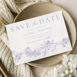 Save The Date Élégance Vintage : Mariage Floral Lilas