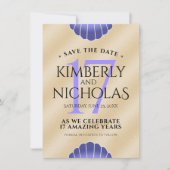 Save The Date Élégant 17ème anniversaire de Mariage des obus (Devant)