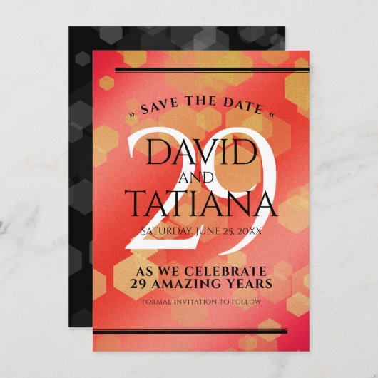 Save The Date Élégant 29e anniversaire du Mariage Garnet (Devant / Derrière)