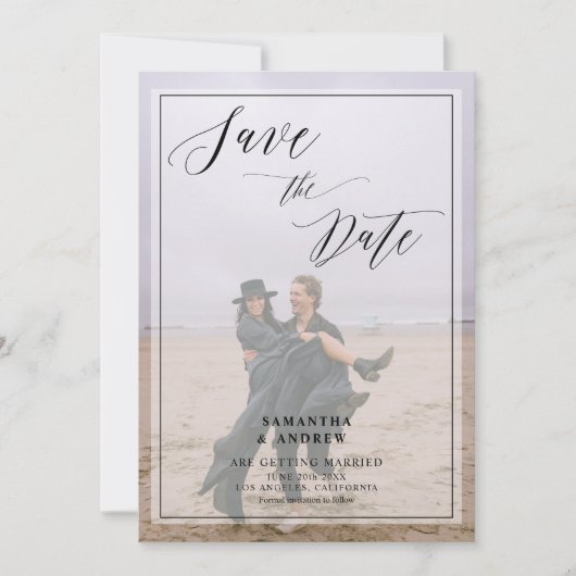 Save The Date Elégant 2 photos collage enregistrer la date maria (Devant)