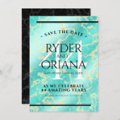 Save The Date Élégant 44ème anniversaire de Mariage turquoise (Devant / Derrière)